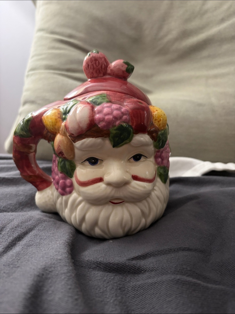 Ceramic Santa Face Decorative Mug in Pink and Cream